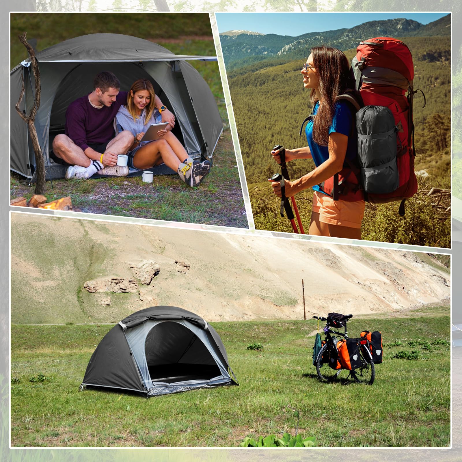 Tente de Camping pour 1-2 Personne, Tente, avec Installation Facile, Petite Taille Une Fois repliée Ultra légère Portable, Imperméable pour randonnée, Alpinisme, Camping