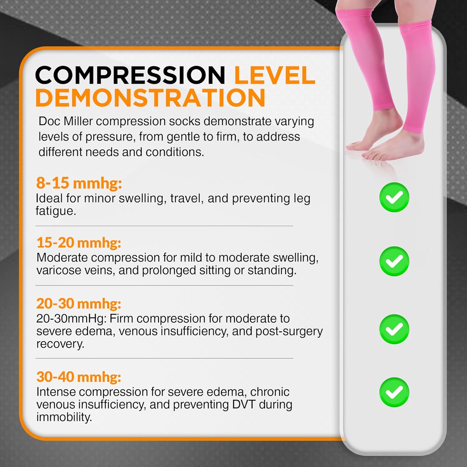 Doc Miller Compression Calf Sleeve for Men & Women, Premium Medical Grade, 15-20mmHg Graduated Support for Running, Calf Tear, Shin Splints, Knee High, Calf Sleeves, 1 Pair - Image 4