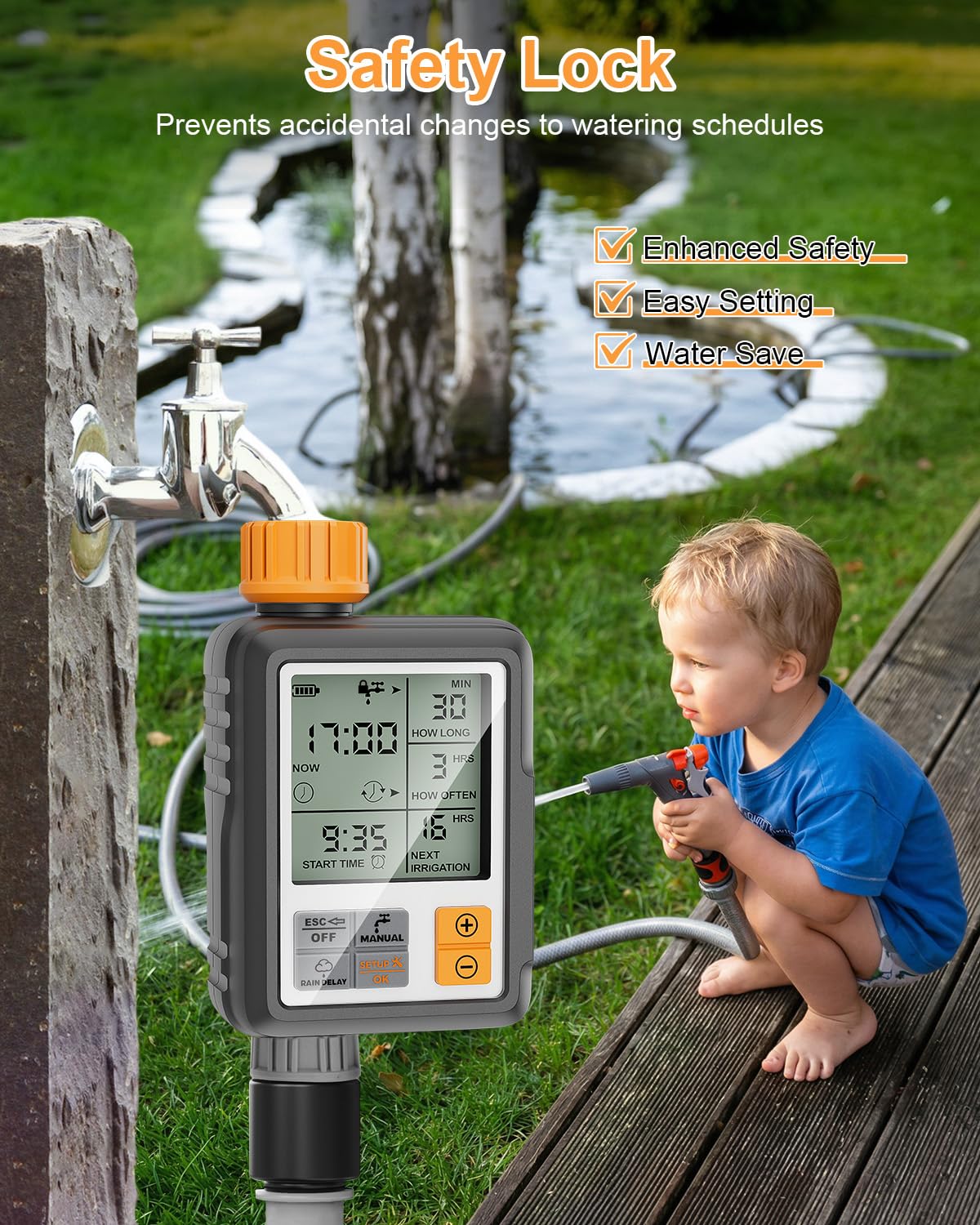 Bewässerungscomputer mit 1 Ausgang LCD-Display Automatische Water Timer für Garten/Balkon/Gewächshaus