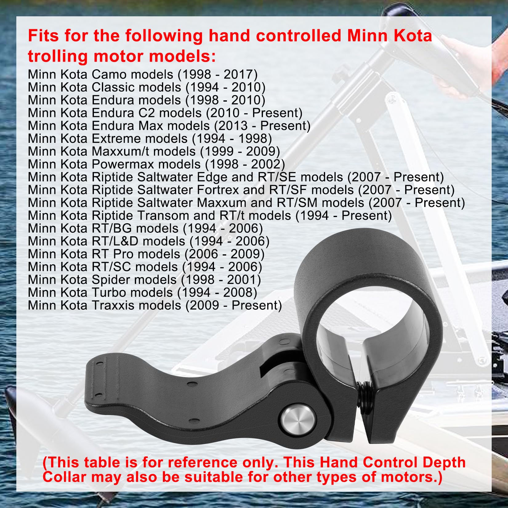 2991521 Tiefenhalsband, Nockenschloss, Tiefenmanschette, kompatibel mit handgesteuertem Minn Kota Trolling-Motor, passend für Wellen mit einem Durchmesser von 3,8 cm
