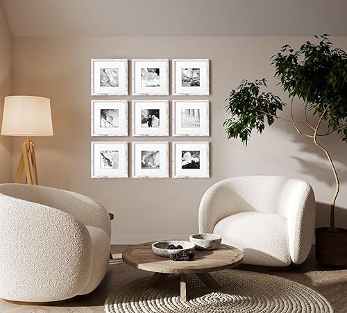 Vista 91 de Yaetm Portarretratos de 12 x 12 pulgadas con paspartú para fotos de 8 x 8 pulgadas, juego de 9 marcos cuadrados de 12 x 12 pulgadas, marco blanco