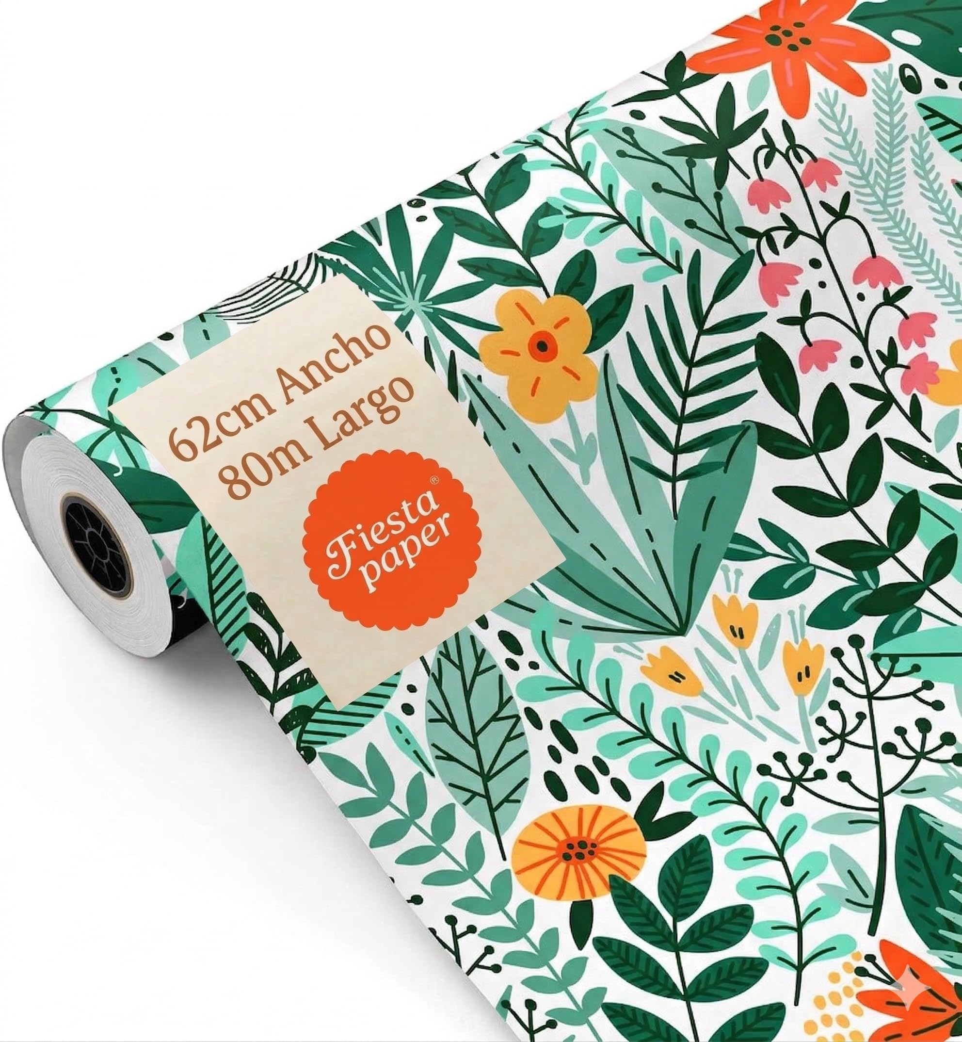 Geschenkpapier, große Rolle, 62 cm x 80 m • Blumen, ideal für: Geschäfte, Geschenkverpackungen, Geburtstage, Babypartys, Hochzeiten, Dekoration [FP Partys]