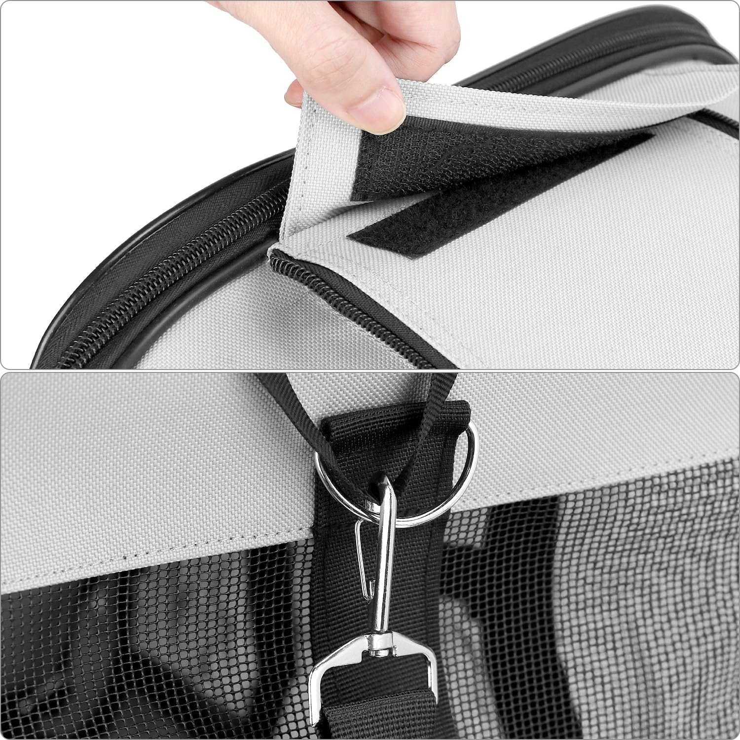 QWORK® Sac de Transport Souple pour Chat et Chien jusqu'à 10 kg - Dimensions 48x30x30 cm - Ventilation en Maille, poignées renforcées, Portable et Lavable