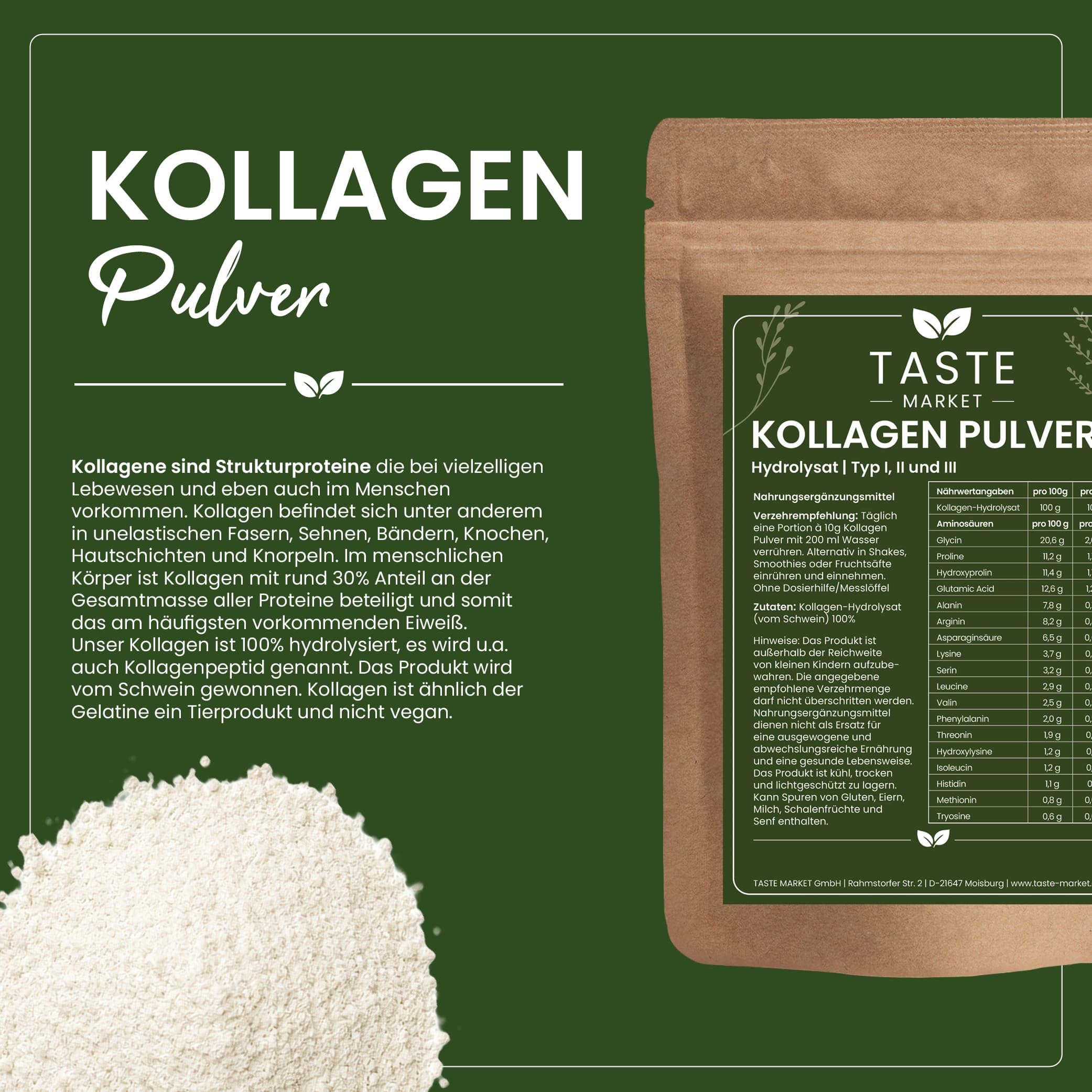 Kollagen Pulver 2 x 1 kg | Collagen Hydrolysat ohne Zusätze | geschmacksneutral | Eiweiß Pulver | Peptide Typ 1,2,3 Eiweiss 2 kg