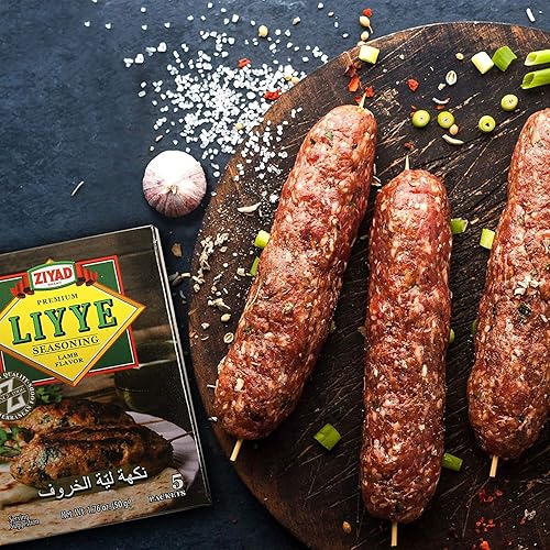 Miniatura 4 de Ziyad Liyye premium, polvo sazonado de cordero, mejora la carne, pollo, arroz, pilafs, verduras asadas y sopas. 5 paquetes, 0.35 oz por paquete