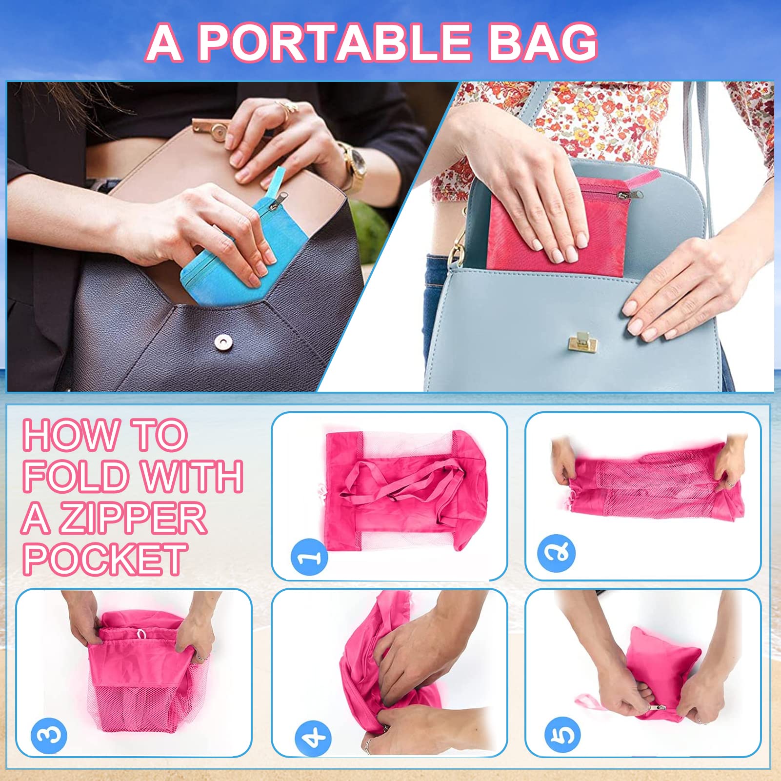 O-Kinee Grand Sac Filet Jouets Plage - Sac à Dos Pliable Maille Pour Serviettes Et Jouets O-Kinee Grand Sac Filet Jouets Plage - Sac à Dos Pliable Maille Pour Serviettes Et Jouets