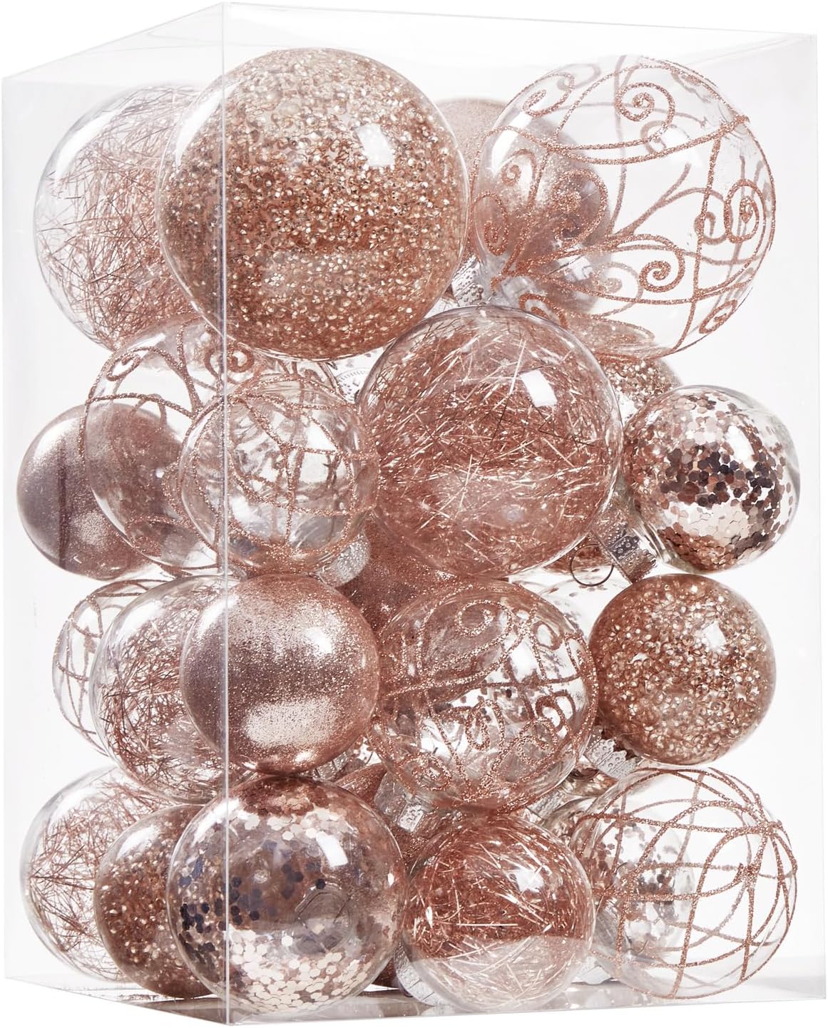 Wironlst Christmas Ball Ornaments Shatterproof Clear Large Plastic Hanging Ball Decorative Baubles Set with Stuffed Delicate Decorations (Multi-Size, Rose Gold) Wironlst Christmas Ball Ornaments Shatterproof Clear Large Plastic Hanging Ball Decorative Baubles Set with Stuffed Delicate Decorations (Multi-Size, Rose Gold)