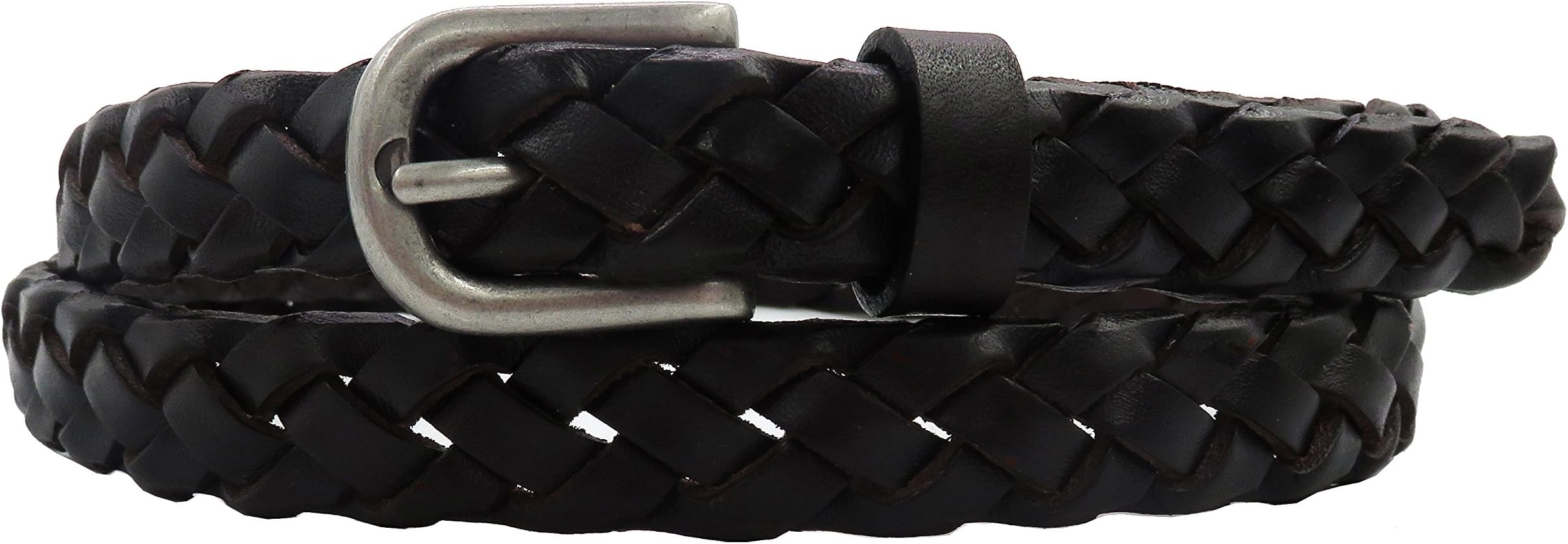 Women's Leather Belt Skinny Waist Belts Full Grain Vintage Hand Braided Jeans/Dress