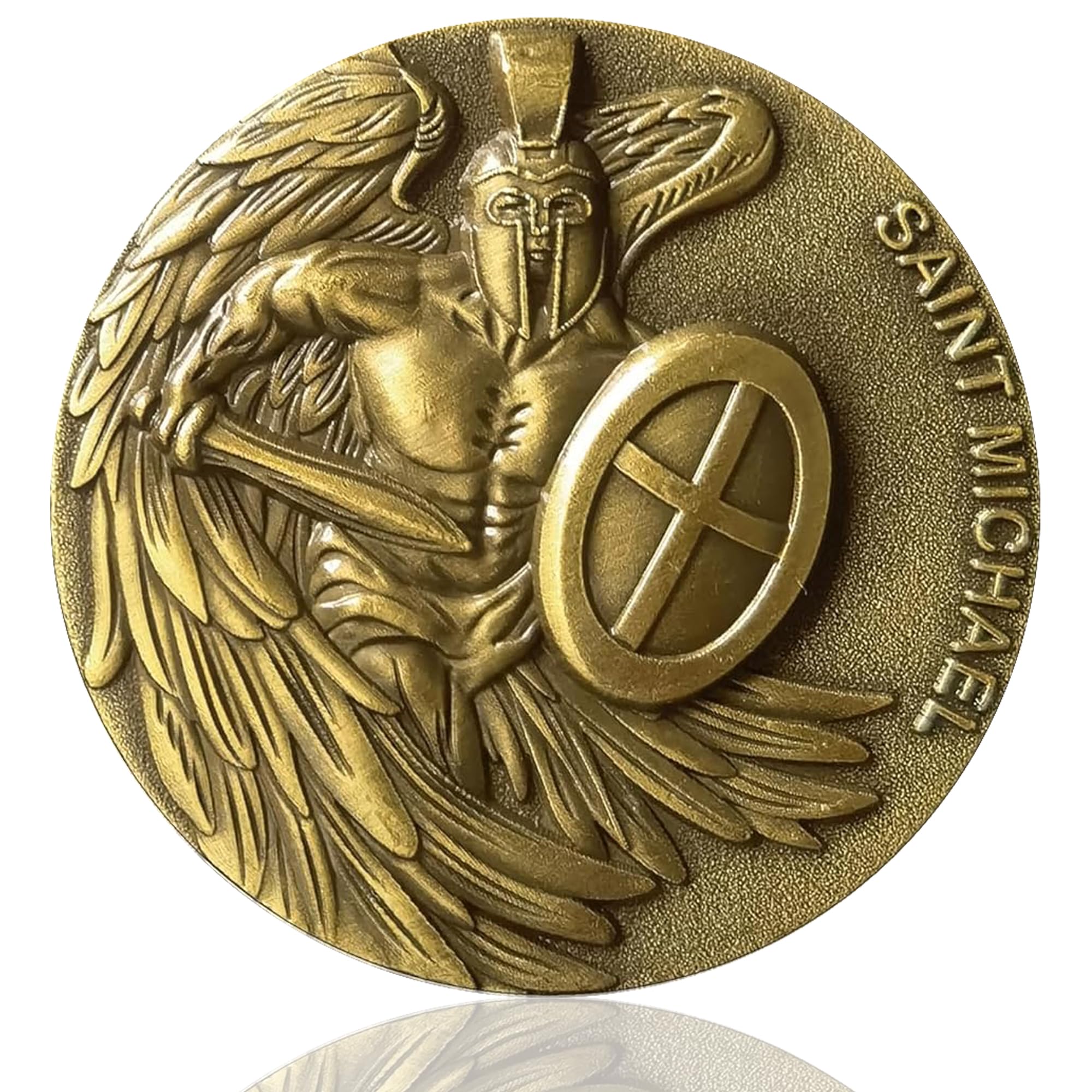 Saint Michael Guardian Angel Challenge Coin - Archangel Patron Saint of Police Officers, Christian Gift (Single Coin)