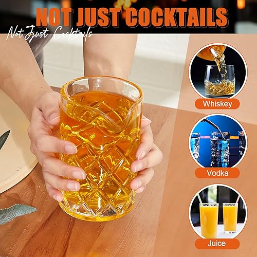 Miniatura 5 de Dandat Vaso mezclador de cristal para mezclar cócteles, parte inferior gruesa, sin costuras, para el hogar, barman, bar, whisky, martini, accesorios