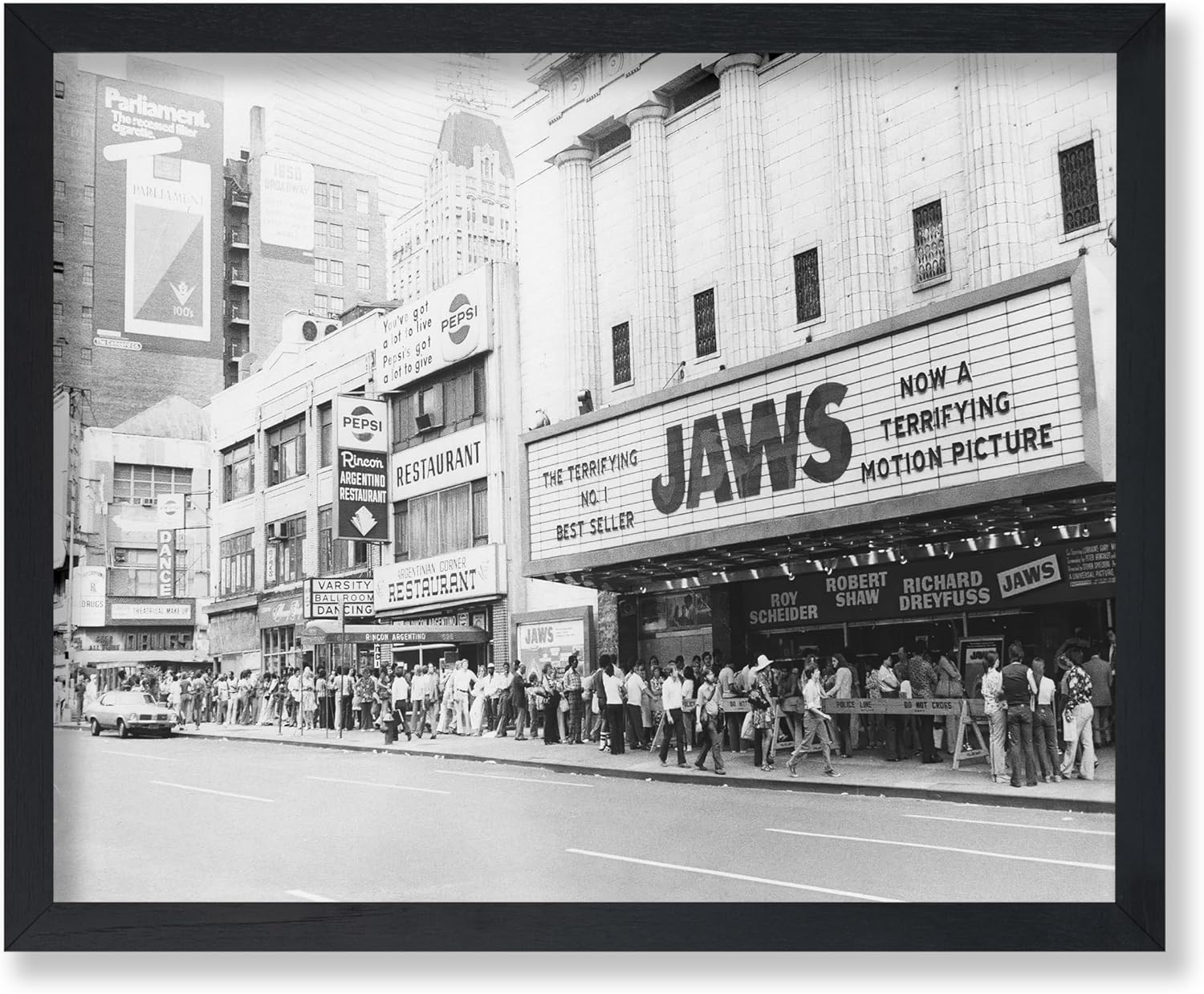 Monem Art Vintage Jaws Opening Day Poster - Retro New York Print - Photography Art - Gift for Travel Lover, Movie Fans - Great Decor for Home, Office, Living Room, 18x24 Unframed Wall Art