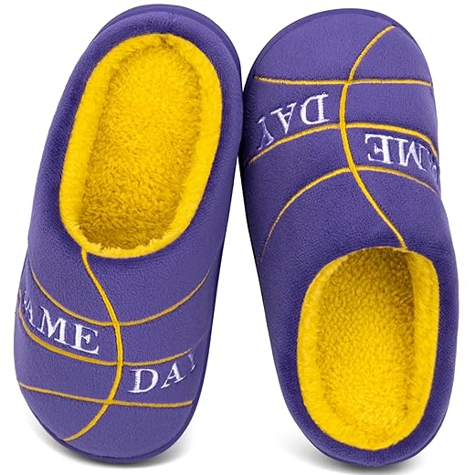 INMINPIN Kids Girls Boys Ball Sports Slippers Soft Curly House Shoes Memory Foam Non-Slip Indoor Outdoor Slippers for Sports Fan