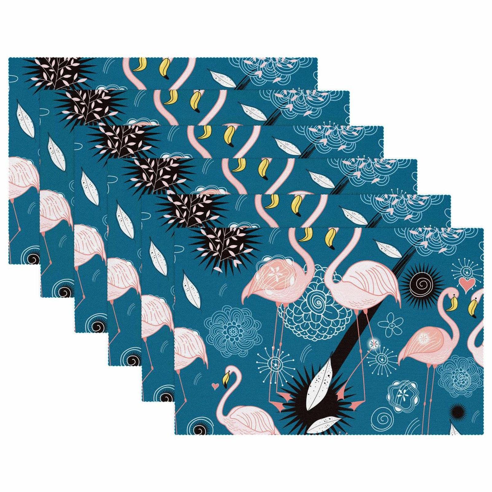Flamingo-Tischsets, 4er-Set, waschbar, 45 x 30 cm, geeignet für Küche, drinnen und draußen, Essen