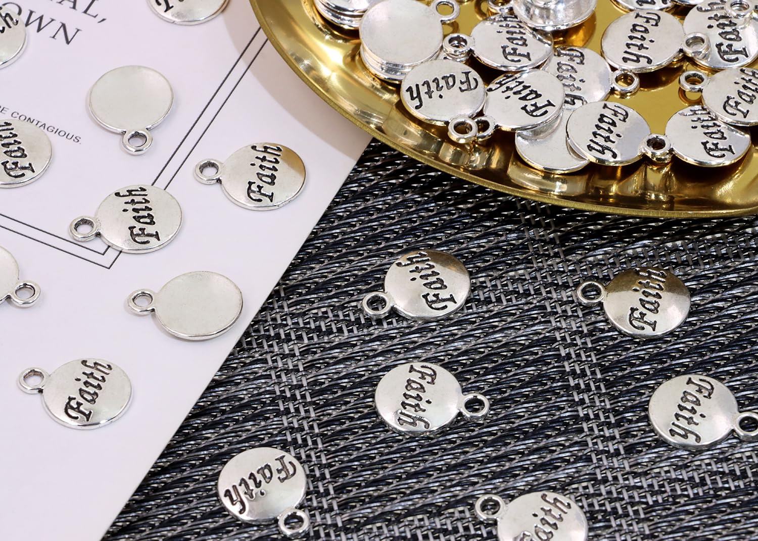 Shapenty Faith Charms Inspiration Message Charms for DIY Necklace Earring Bracelet Pendant Keychain Bookmark Jewelry Making Beading Ornaments Gift Inspiration Words Craft Projects, 50PCS - Image 2