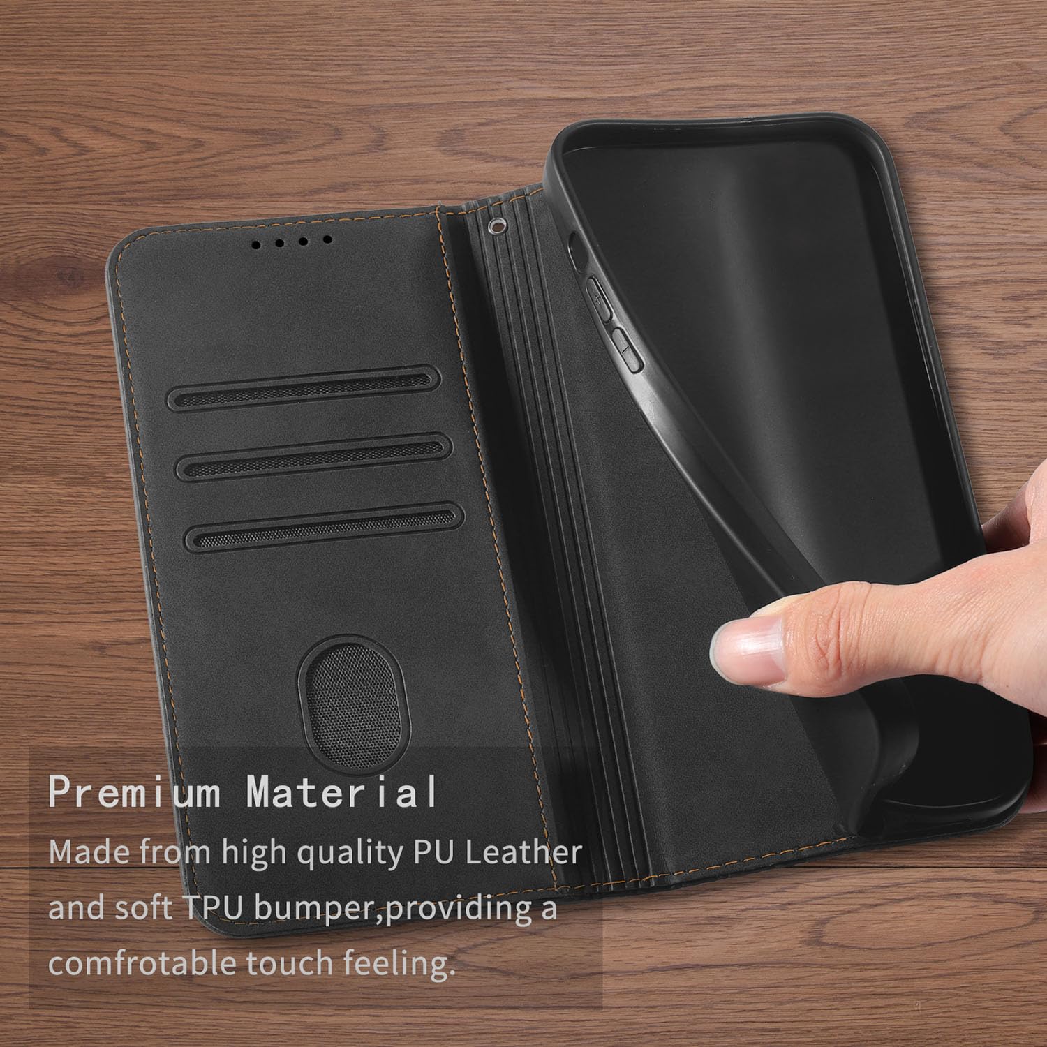 Ganbary Coque Cuir PU Pour Xiaomi Redmi Note 14 5G - Etui Portefeuille Rabattable Avec Béquille - Noir