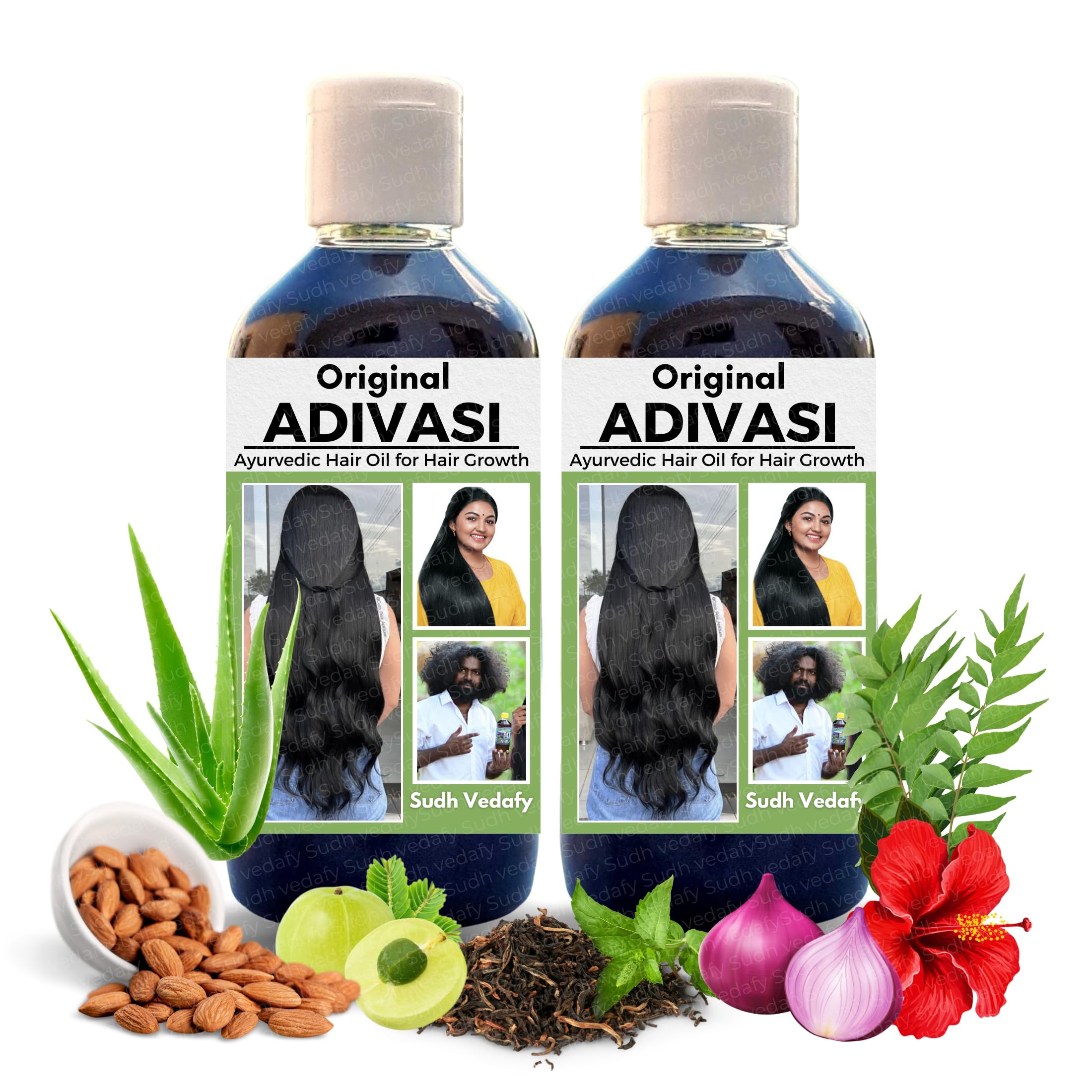 Adiwasi Hair Growth Oil Ayurvedic Adiwasi Herbal Kesh tel with Natural Rosemary essential & Biotin for Control Hairfall anti-dandruff 100ml (Pack of 2)