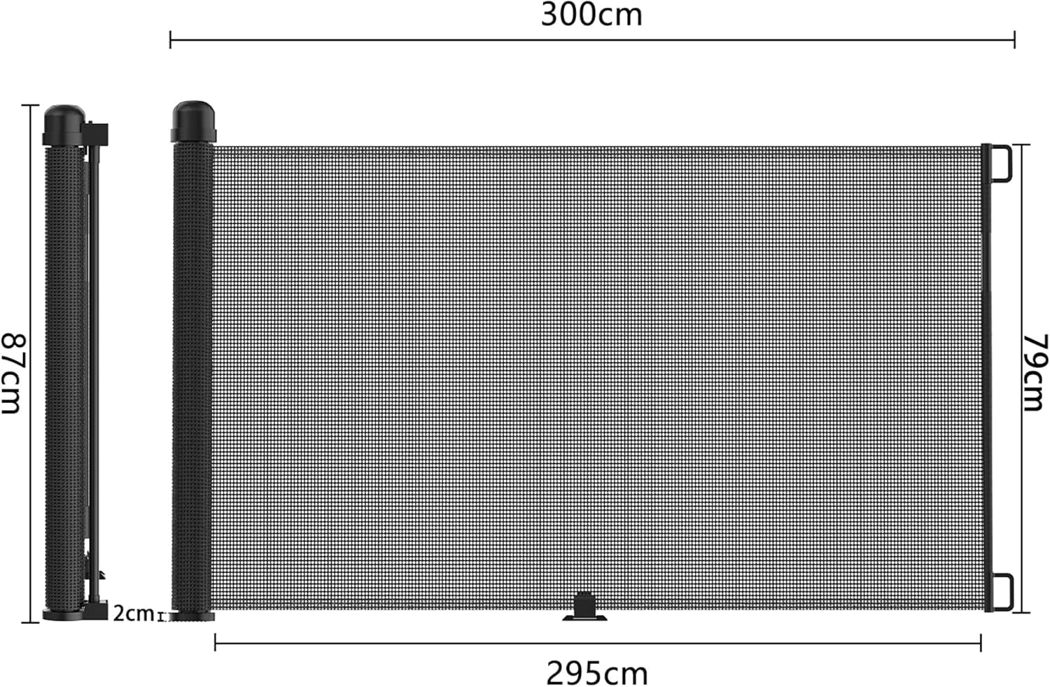 UISEBRT Griglia di protezione per porte estraibile, 0-150 cm, per bambini e animali da pelliccia, per interni ed esterni (nero, 300 cm)