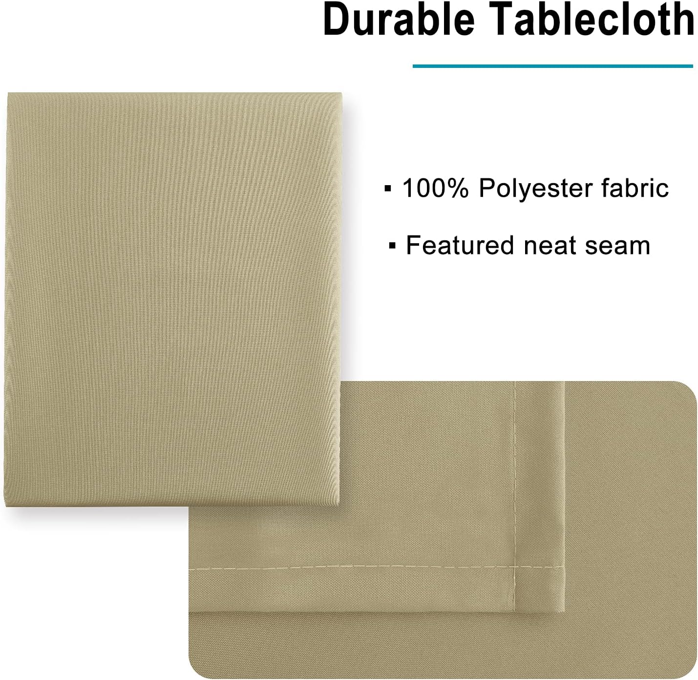 Hiasan Rectangle Tablecloth - Waterproof and Spillproof Washable Fabric Table Cloth for Dining Room Kitchen and Outdoor Use, 60 x 84 Inch, Khaki