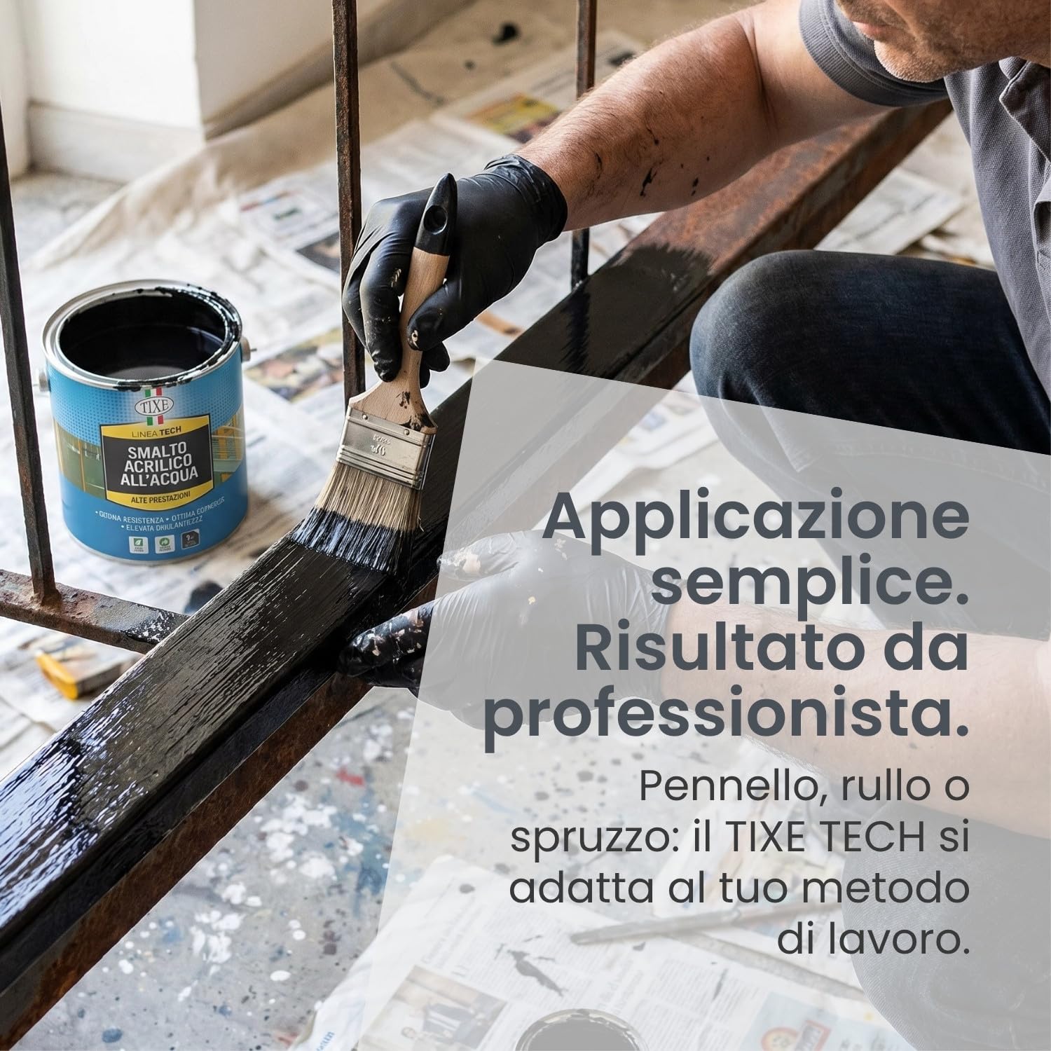 TIXE Smalto all'Acqua per Legno e Ferro TIXETECH | Bianco Opaco 2.5Lt | Smalto all'Acqua Finitura Resistente per Legno e Ferro ad Alta Copertura | Made in Italy