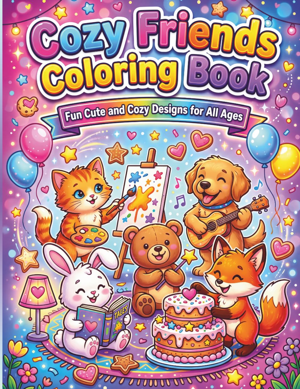 Cozy Friends Coloring Book: Cute Animal Activities for Relaxing Easy Coloring