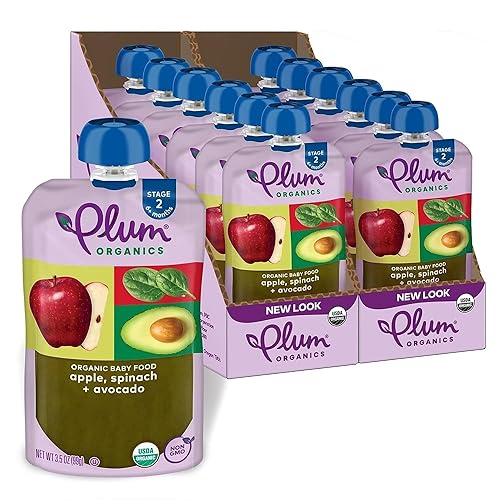 Plum Organics. Segundas combinaciones para bebé. Bolsas de 4oz (Paquete de 12)