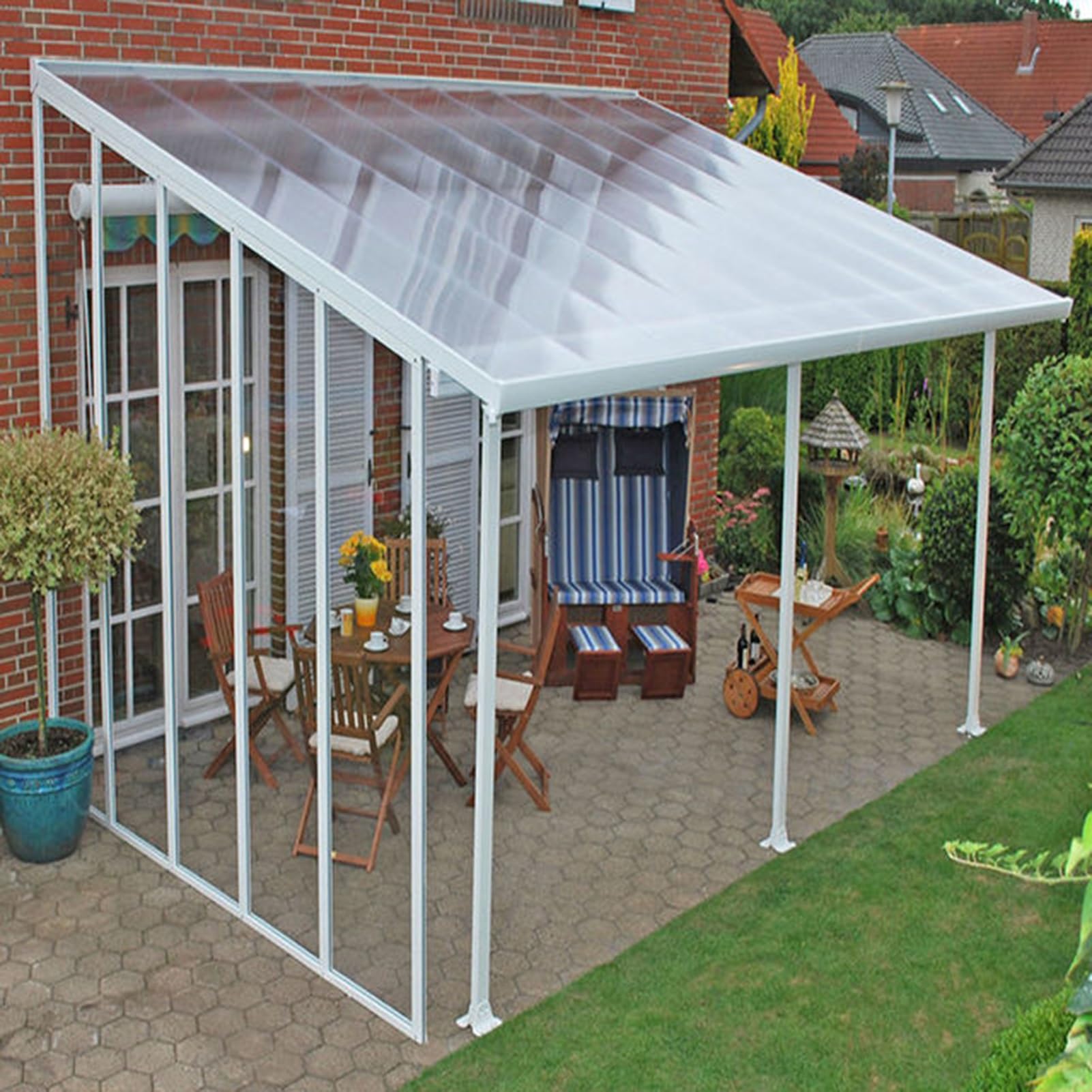 Panneaux Plastique Transparent Toitures Serres, Plaque Polycarbonate, Couverture Toit Imperméable Protection UV, for Serres, Auvents Et Stades(Size:5.1x3.3ft)