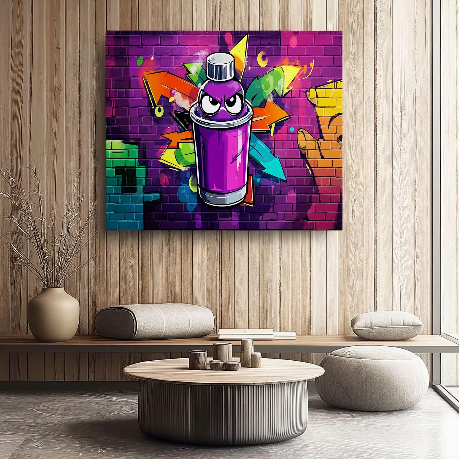 Fumetto Graffiti Stampe Su Tela Viola Quadro Moderno Soggiorno Decorazioni Camera Da Letto Bagno Cucina Ufficio Sala Da Pranzo Bar 100 x 70 cm Senza Cornice