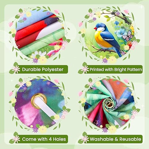 Miniatura 7 de Cubierta de puerta de bienvenida de primavera primavera verano pájaro flor bandera primavera Pascua temporada bienvenida puerta decoración para