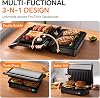 Prensa para panini y parrilla, 1000W, con placas antiadherentes, se abre 180 grados para cualquier tamaño de comida, 3 en 1, superficie de acero inoxidable y bandeja recolectora extraíble 4