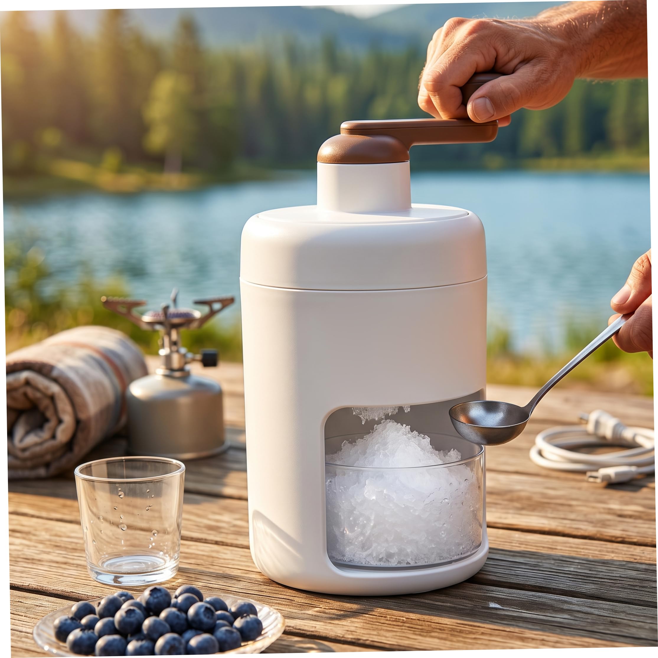 Trituradora de Hielo Manual portátil con manivela y Cuchillas de Acero Inoxidable 304, máquina de Afeitar para Hielo para el hogar, Exteriores, Camping, Bares, Conos de Nieve