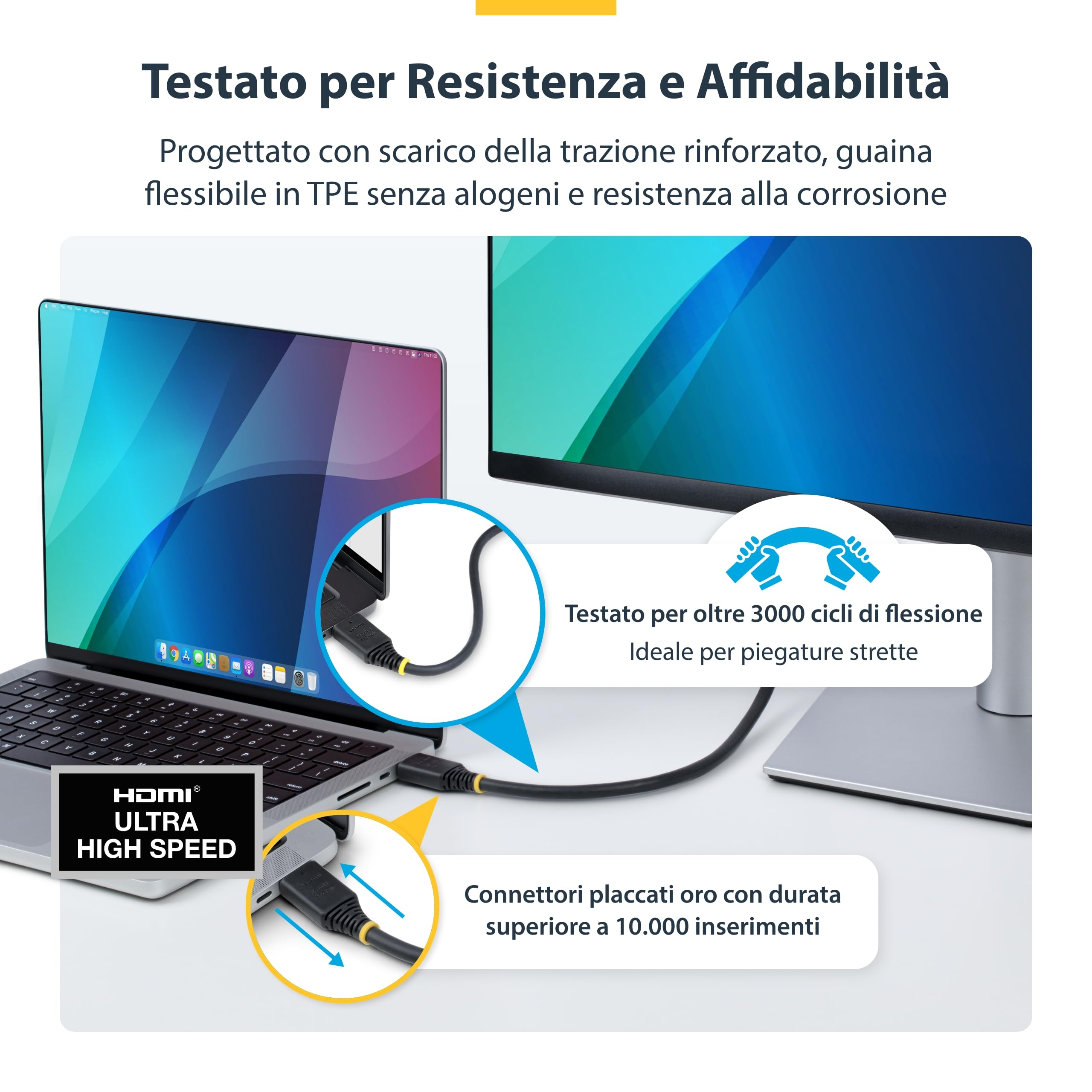 StarTech Cavo HDMI 2.1 Ultra High Speed 4m, 8K 60Hz, HDR10+, 48Gbps | Ideale per TV 8K, console e home theater
