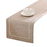 Tosewever Decorative Linen Table Runner Farmhouse Style Tabletop Collection 14 x 72 Inches Table Runners for Everyday Dining Wedding Party Holiday Home Decor (14