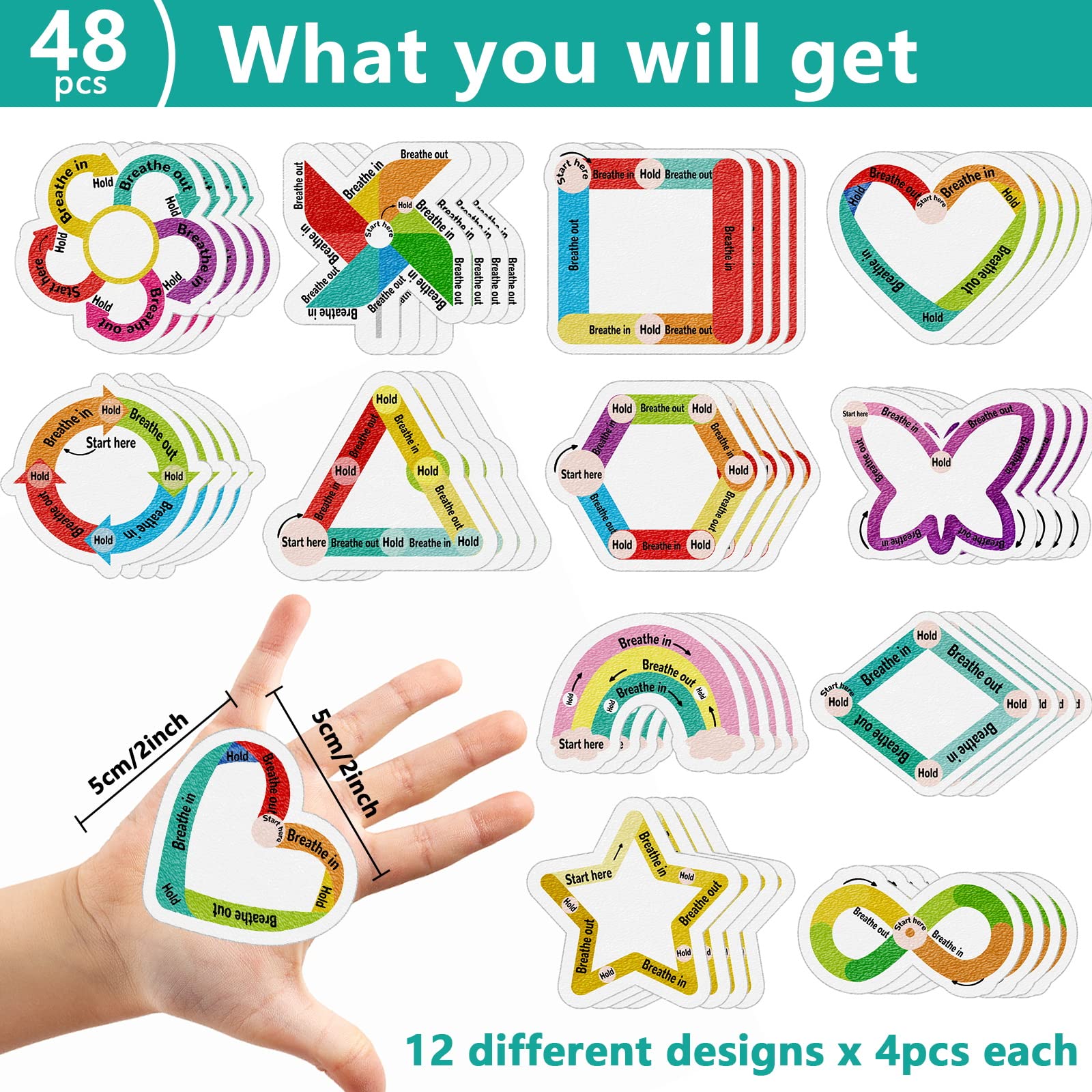 Snapklik.com : 48 Pcs Breath Calm Anxiety Sensory Stickers Reusable ...