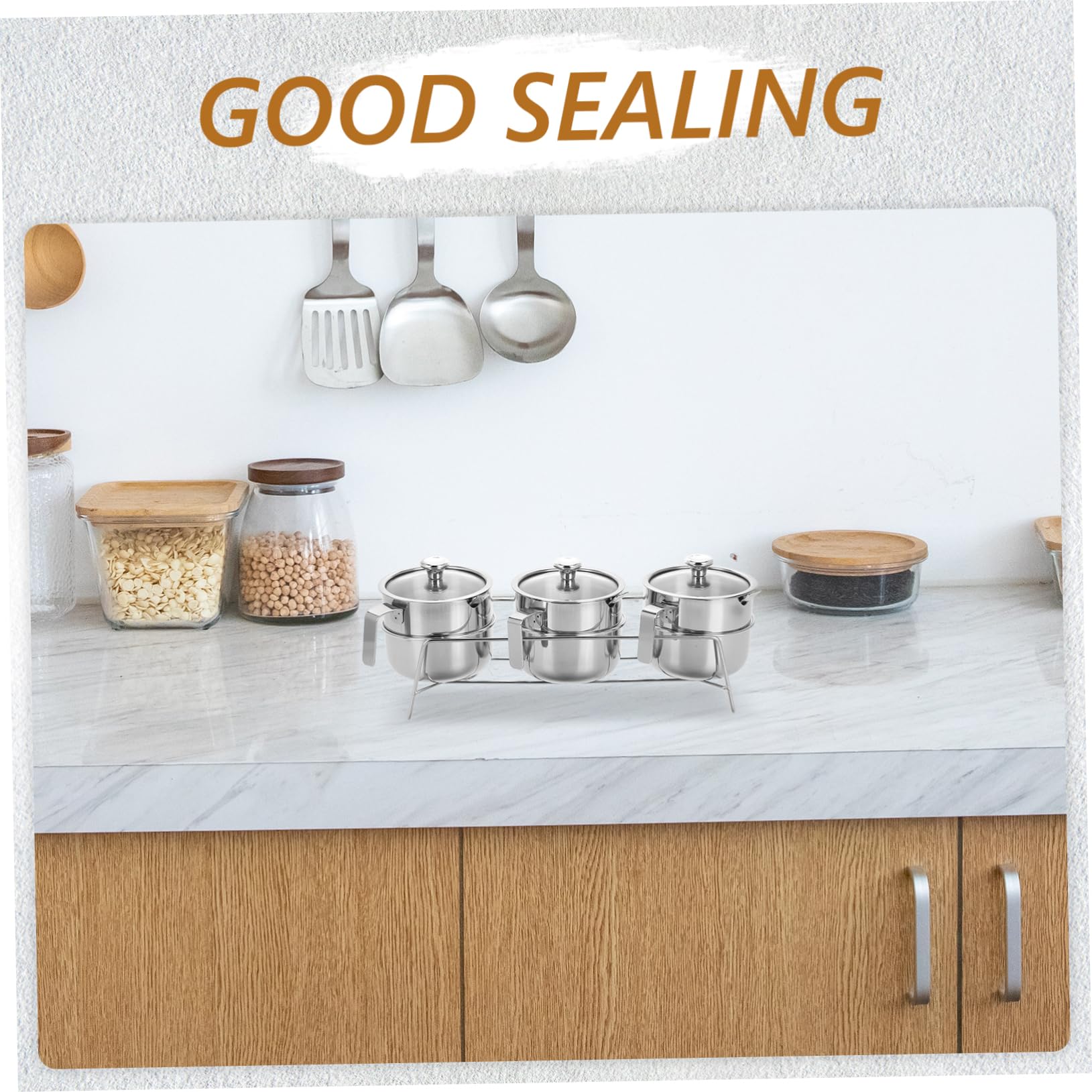 Luxshiny 1 Juego Frascos de Especias Inoxidable con Tapa de Vidrio Transparente Organizadores de Condimentos para Cocina para Sal y Especias