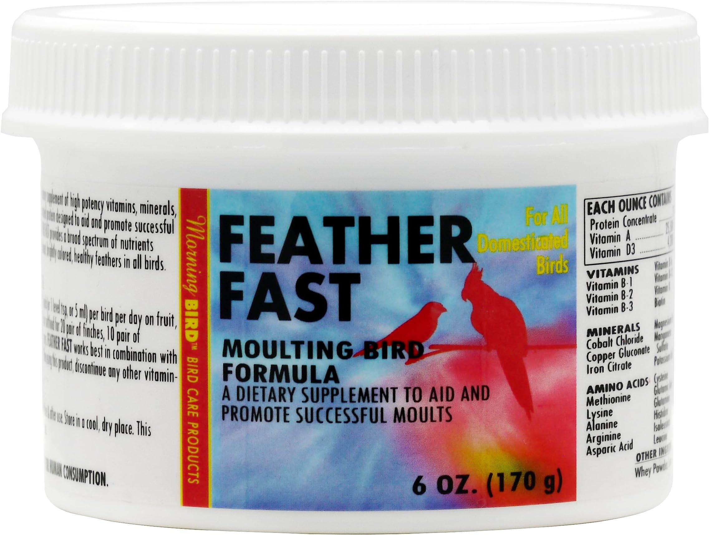 Morning Bird Feather Fast, Dietary Supplement for Moulting Birds, Mix with Bird Food, 6 oz