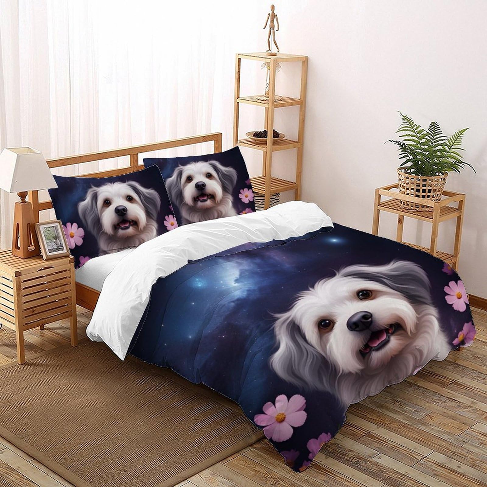 Chiot étoilé housse de couette 200x200 pour une chambre d'enfant cosy
