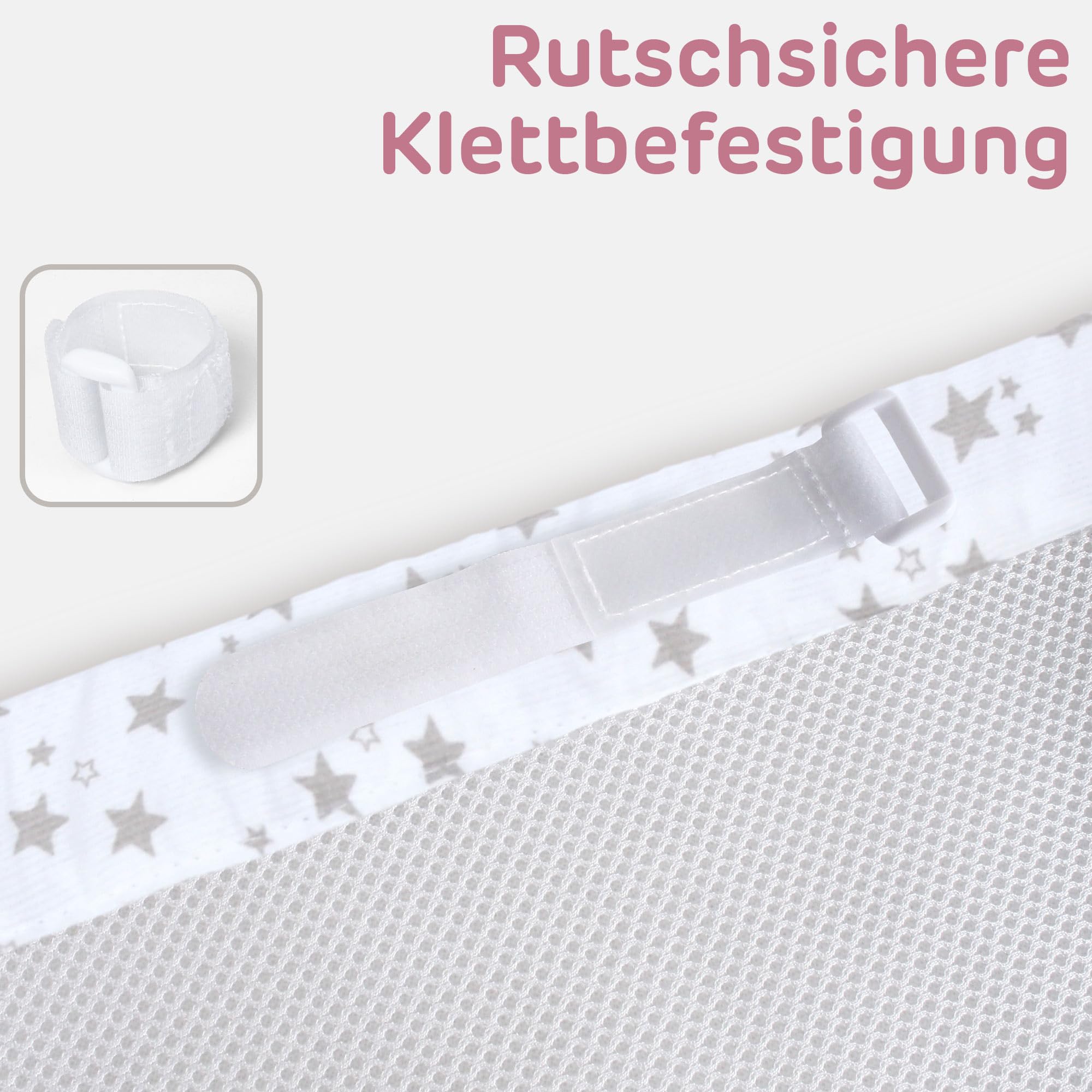 babybay Gniazdko 3D mesh piqué pasujące do modelu oryginalnego, białe gwiazdy, perłowo-szare