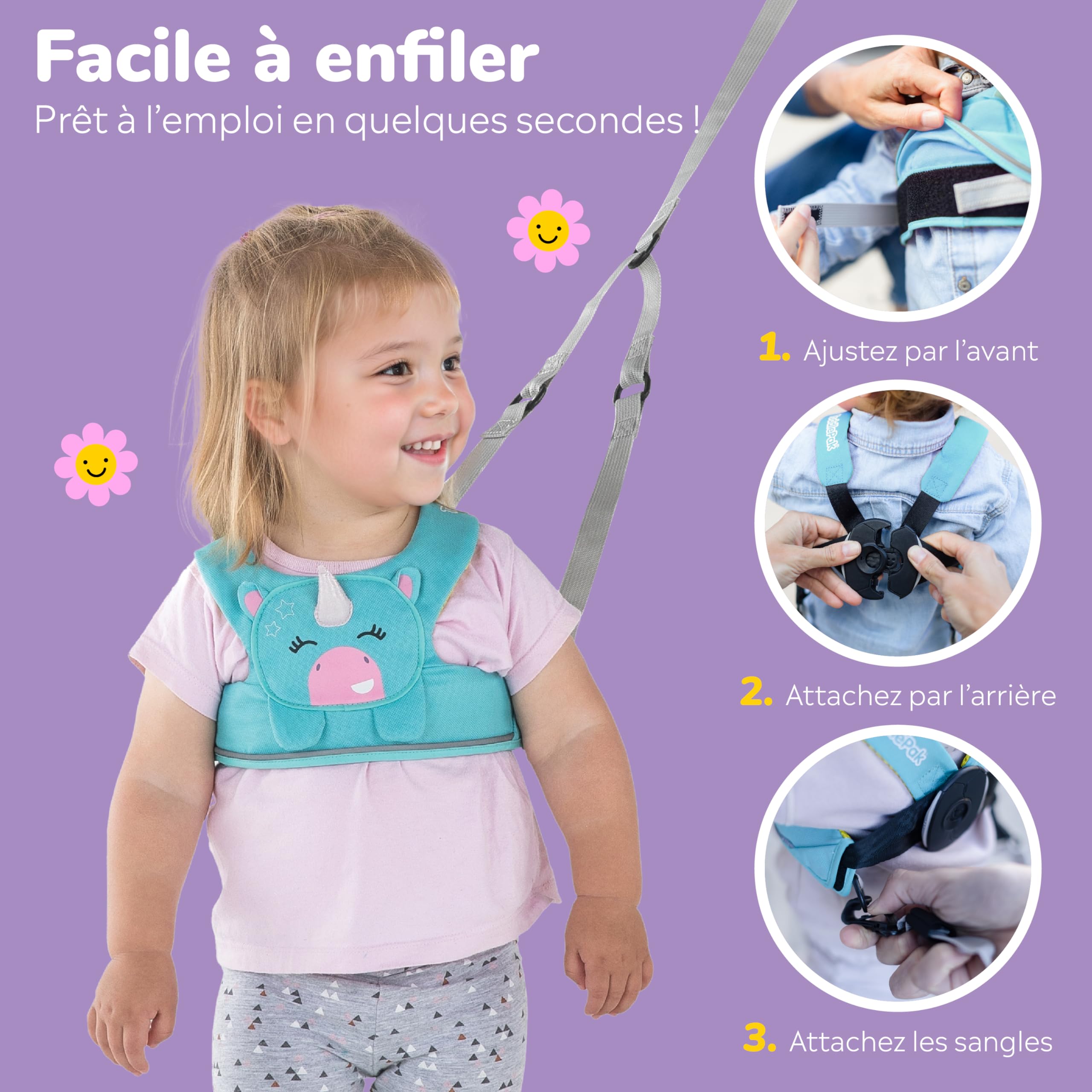 Trunki ToddlePak – Harnais Enfants, Harnais de Marche pour Bébé et Harnais Sécurité pour Enfants – Harnais Enfants Promenade Una Licorne (Turquoise)