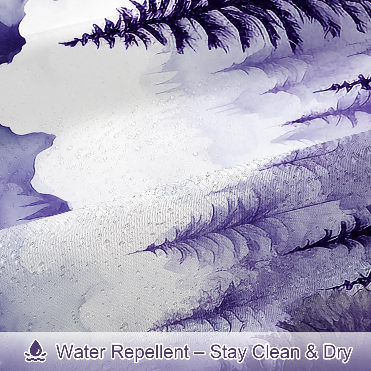 Purple Extra Long Misty Pine Forest Shower Curtain 72 x 84, XL Mountain Foggy Woodland Scenery Tree Shower Curtains for Bathroom, Abstract Waterproof Nature-Themed Decor
