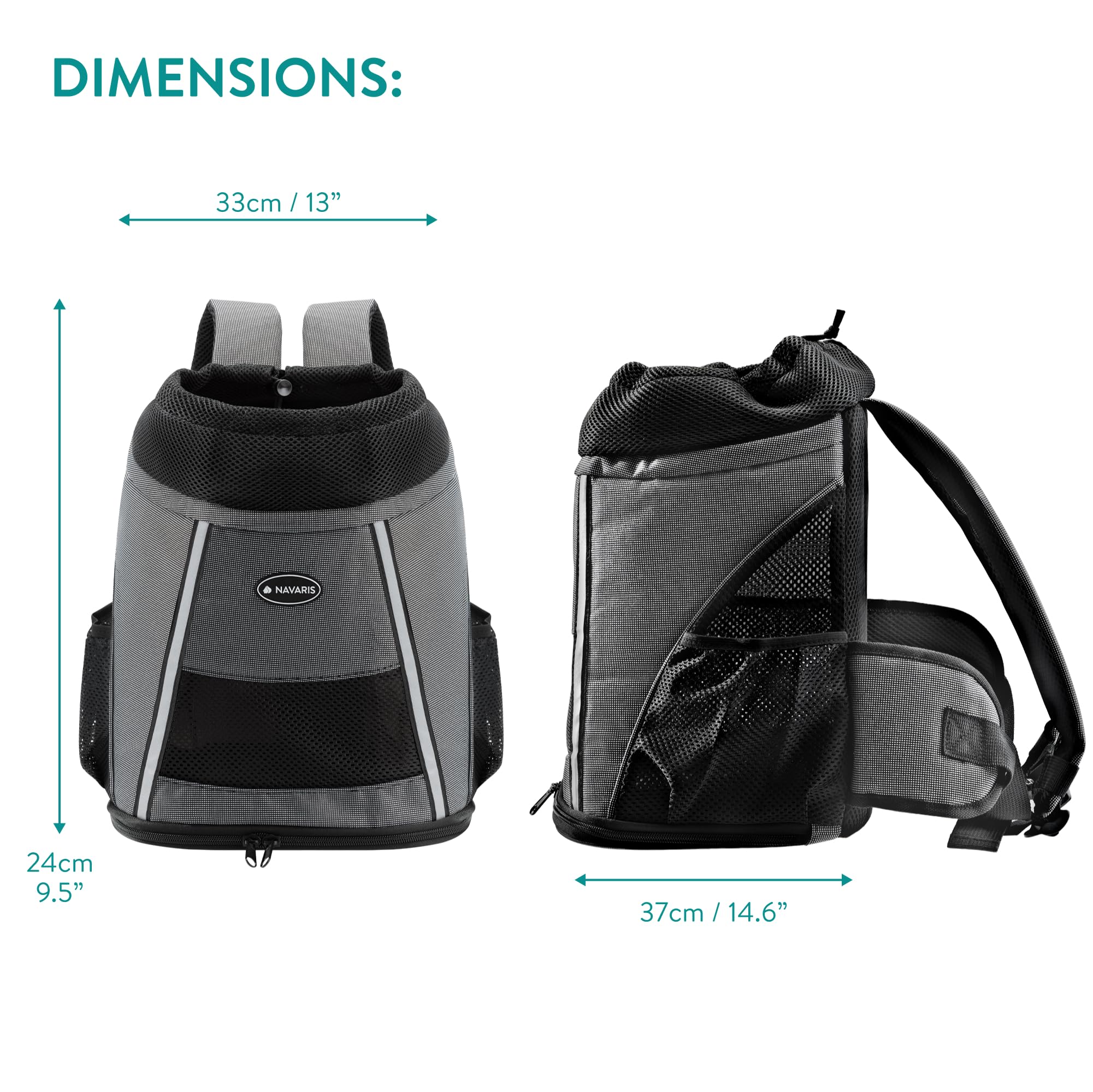 Navaris Zaino per Cani 7 kg - Borsa Porta Cane Taglia Piccola - Zaino per Gatti - Trasportino a Zaino Gatto Grande Morbido - Zainetto per Cani Piccoli - Zaini per Trasporto Cani