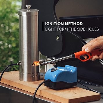 Cold Smoke Generator with Lid & Air Pump, Portable Electric BBQ Smoker, Wood Pellets Outdoor Smoker, Grill Accessory Barbecue Tools for Meat Vegetable, Hot & Cold Smoking, Stainless Steel