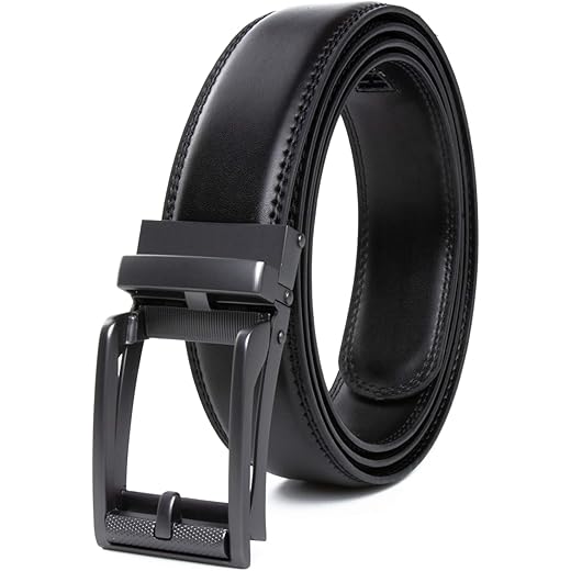 Contacts Genuine Leather Belt for Men with Easier Adjustable Autolock Buckle - Micro Adjustable Belt Fit Everywhere |Formal & Casual | Elegant Gift Box