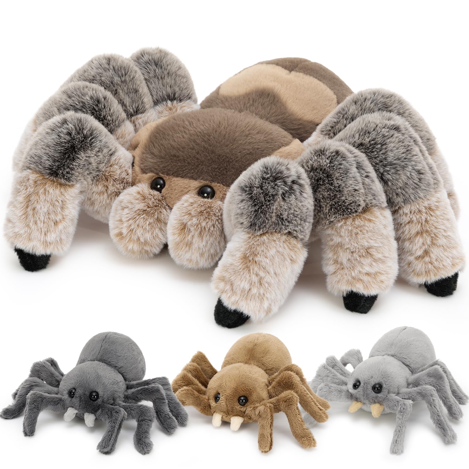 MorisMos Big Spider Teddy Stuffed Animals, 40cm Mom with 3 Cuddly Babies Inside, Giant Fluffly Plush Spider Soft Toys Present for Kids Birthday Christmas Deco โ image 1