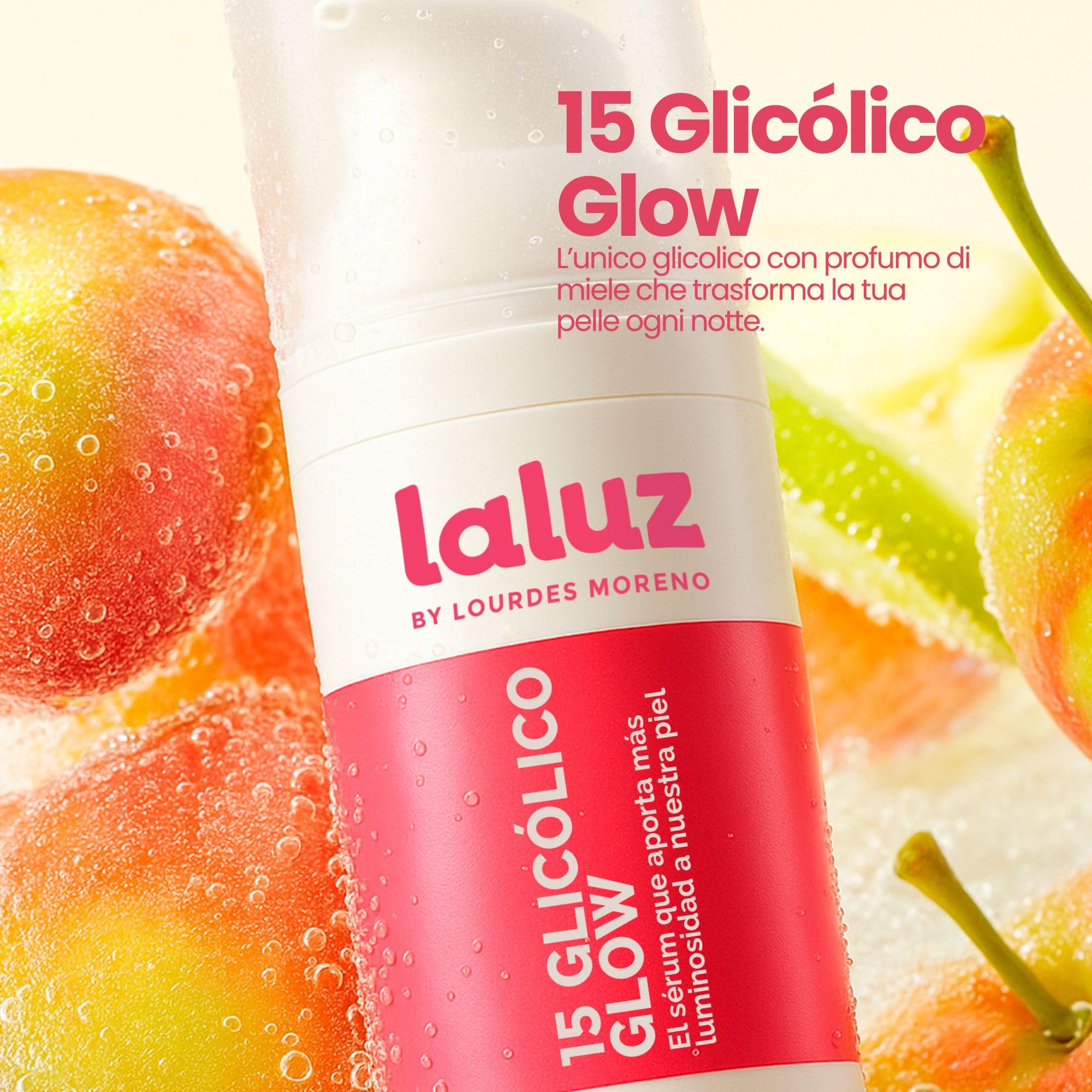 LaLuz by Lourdes Moreno | Siero Viso Acido Glicolico 15% Peeling Chimico Esfoliante | Rinnova la Pelle e Illumina l'Incarnato | con Aloe Vera e Allantoina | Per Donna | 30 ml