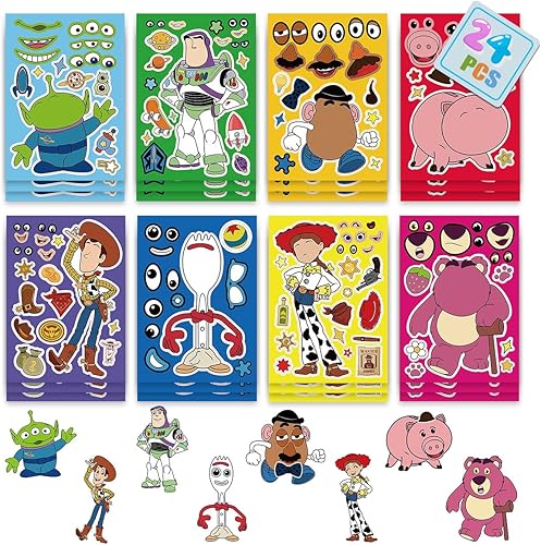 UPGLOW 24 calcomanías de dibujos animados para hacer una cara, calcomanías impermeables para hacer una cara, juguetes de regalo para portátiles,