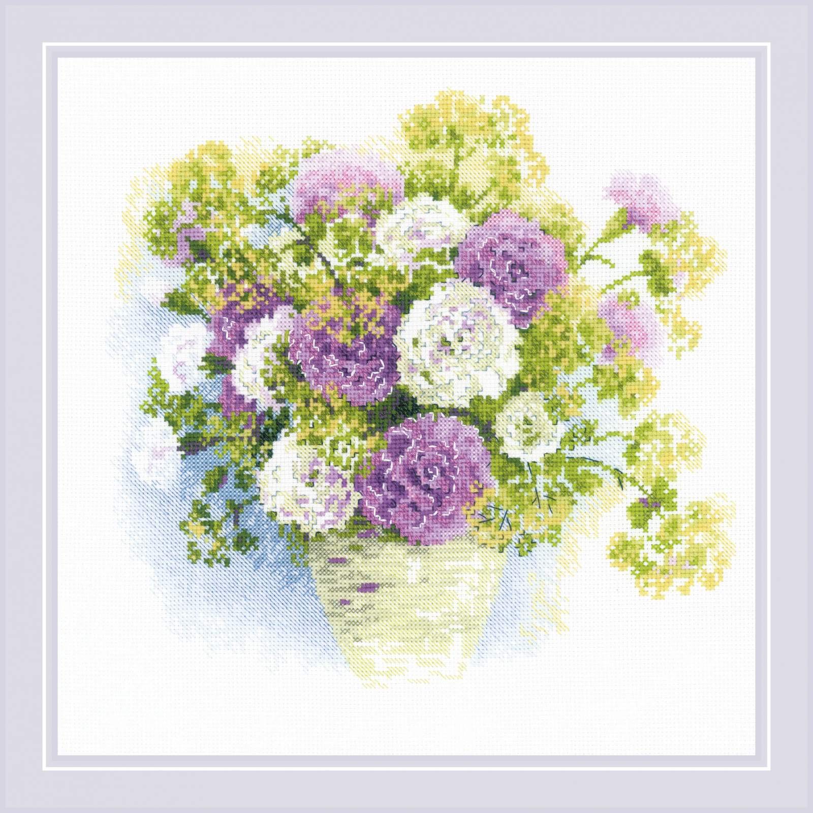 RIOLIS 1846 - Kit de punto de cruz (28 x 113 cm), diseño de ojales de acuarela de 14 hilos, color blanco