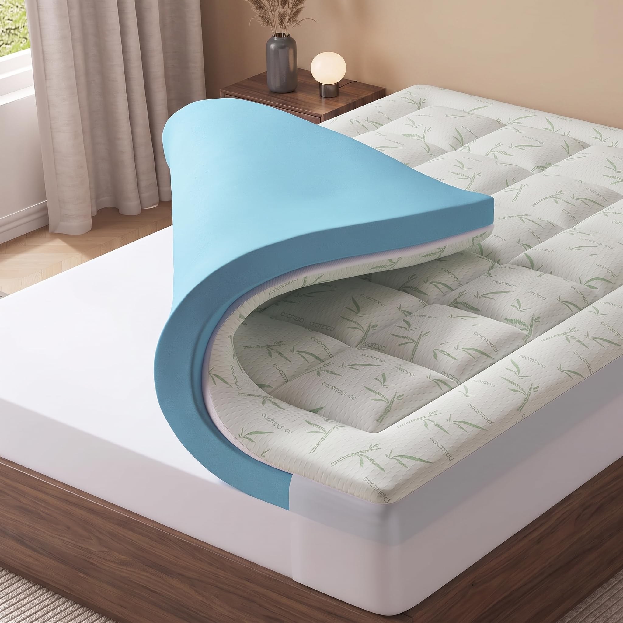 Sweetcrispy King Mattress Topper, Memory Foam Pillowtop Pad, 3 Inch