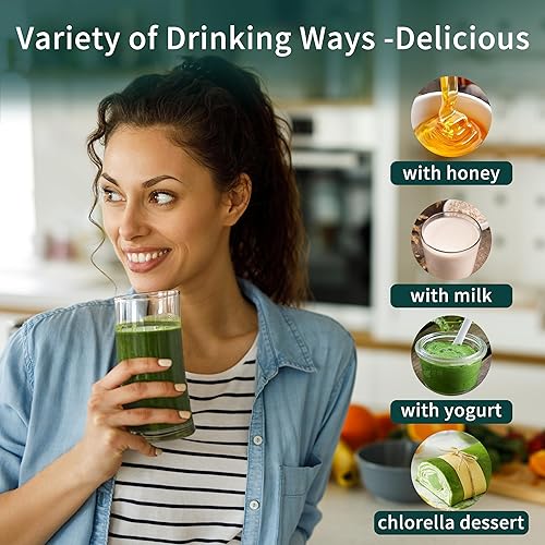 Miniatura 8 de Chlorella Powder Natural - Polvo de clorofila, apoya el sistema inmunológico y la función hepática, mantiene a la juventud, vegano, rico en