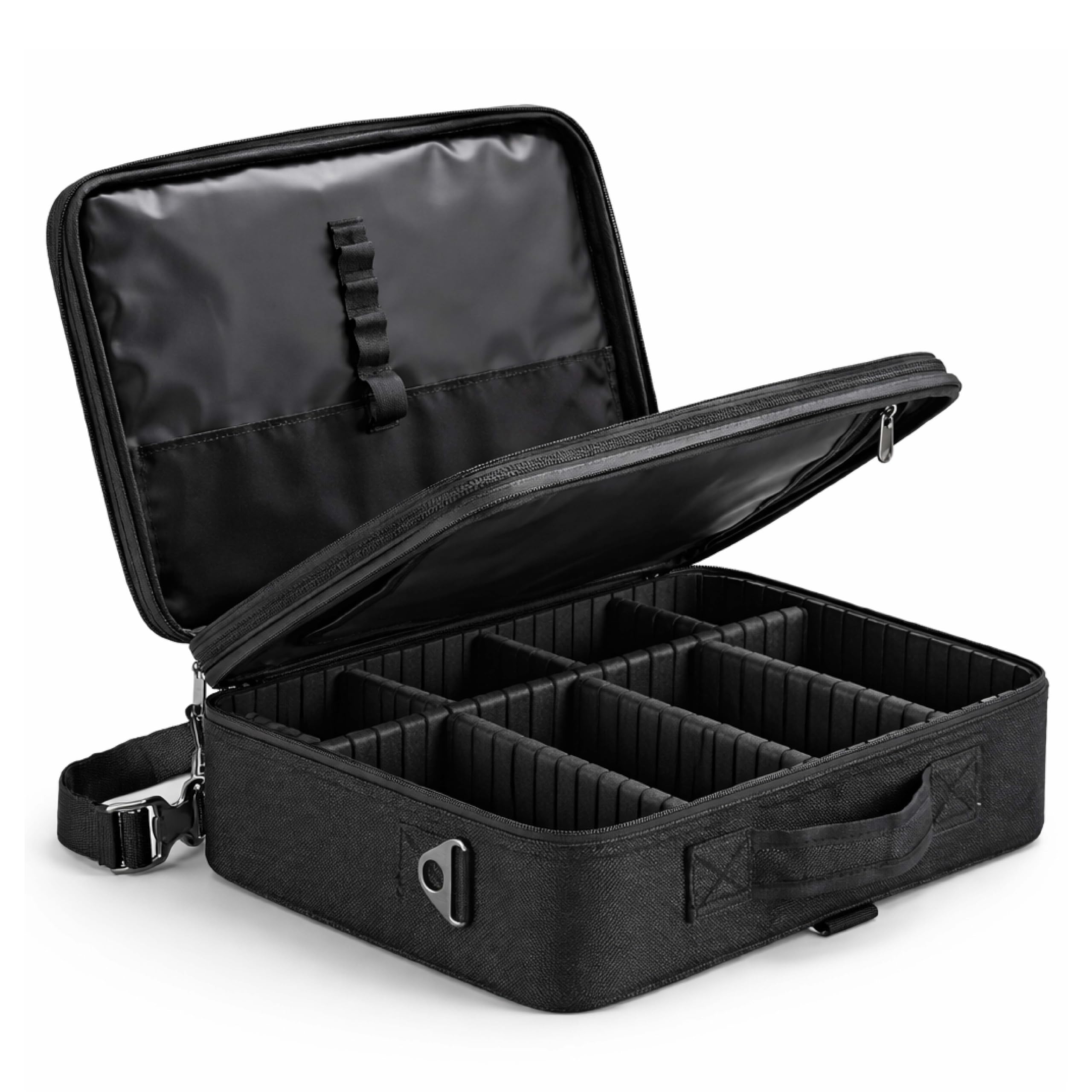 ROZIA Extra Large Size 40cm x 30 cm x 12cm Makeup Box for Girls,Makeup Box Vanity, Makeup Kit, Makeup Pouch, Cosmetic Bag, Makeup Brush Organizer and Vanity Bag, Toiletry Jewellery Box, Black-image-38