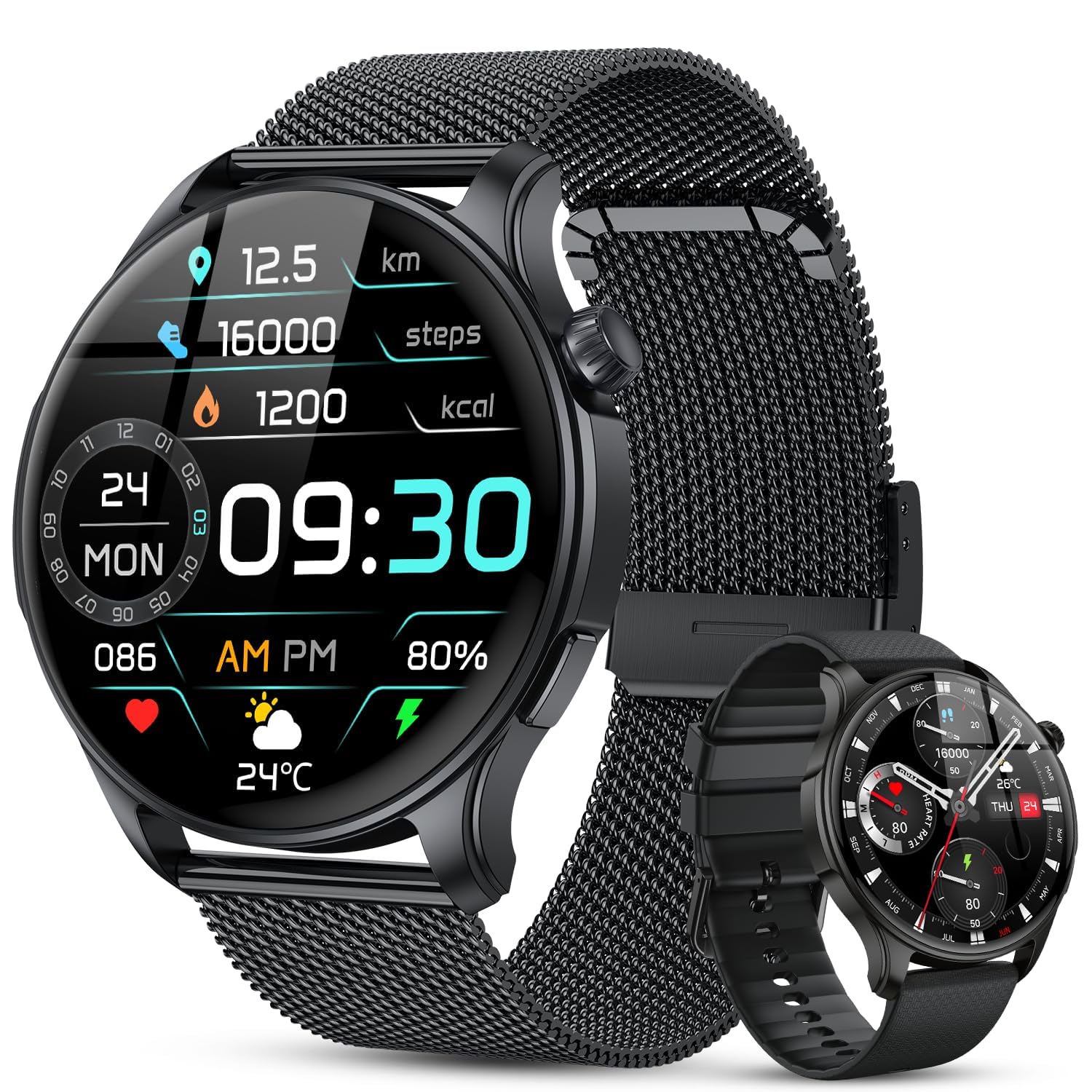 Reloj Inteligente Hombre Mujer Smartwatch con Llamadas: Impermeable Fitness Tracker Bluetooth Digital Smart Watch Podómetro Deportivo Pulsera Actividad Pulsómetro Monitor de Sueño para ios Android